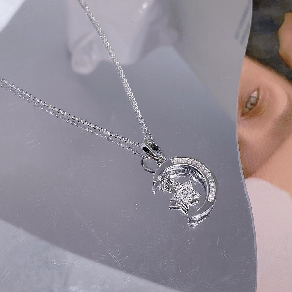 Классический 925 пробы серебро Vs2 бриллиантовое ожерелье кулон для женщин серебро 925 ювелирные изделия Луна кулон бриллиантовое ожерелье ювелирные изделия