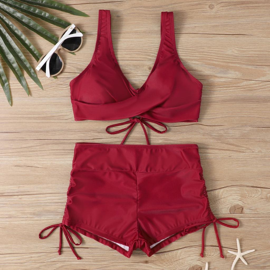 Women's Split Fashion Sexy Bikini Print With Breast Pad Without Steel Bracket Swimsuit