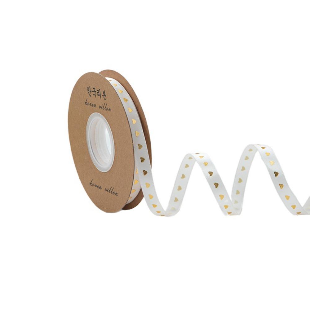 Classic Gold-stamped Heart Ribbons 1cm*30 meters Gift Packaging Ribbon  DIY