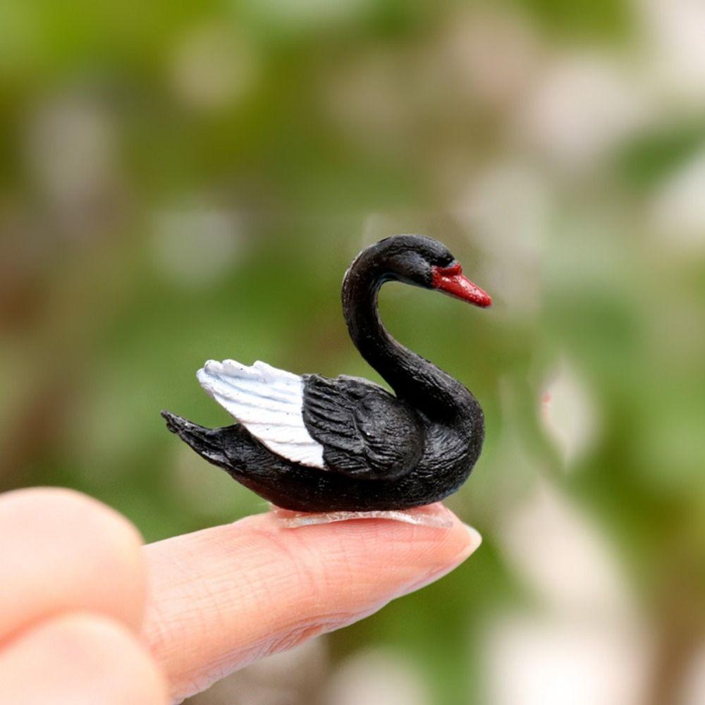 Cute Swan Miniatures Animal Lover Swan Ornaments Cartoon Goose Model  Decor Accessories