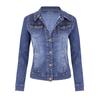 Женская джинсовая куртка в стиле ретро, однобортная, облегающая, с отложным воротником, длинными рукавами, однотонными карманами с клапанами, женская куртка для поездок на работу и шопинга
