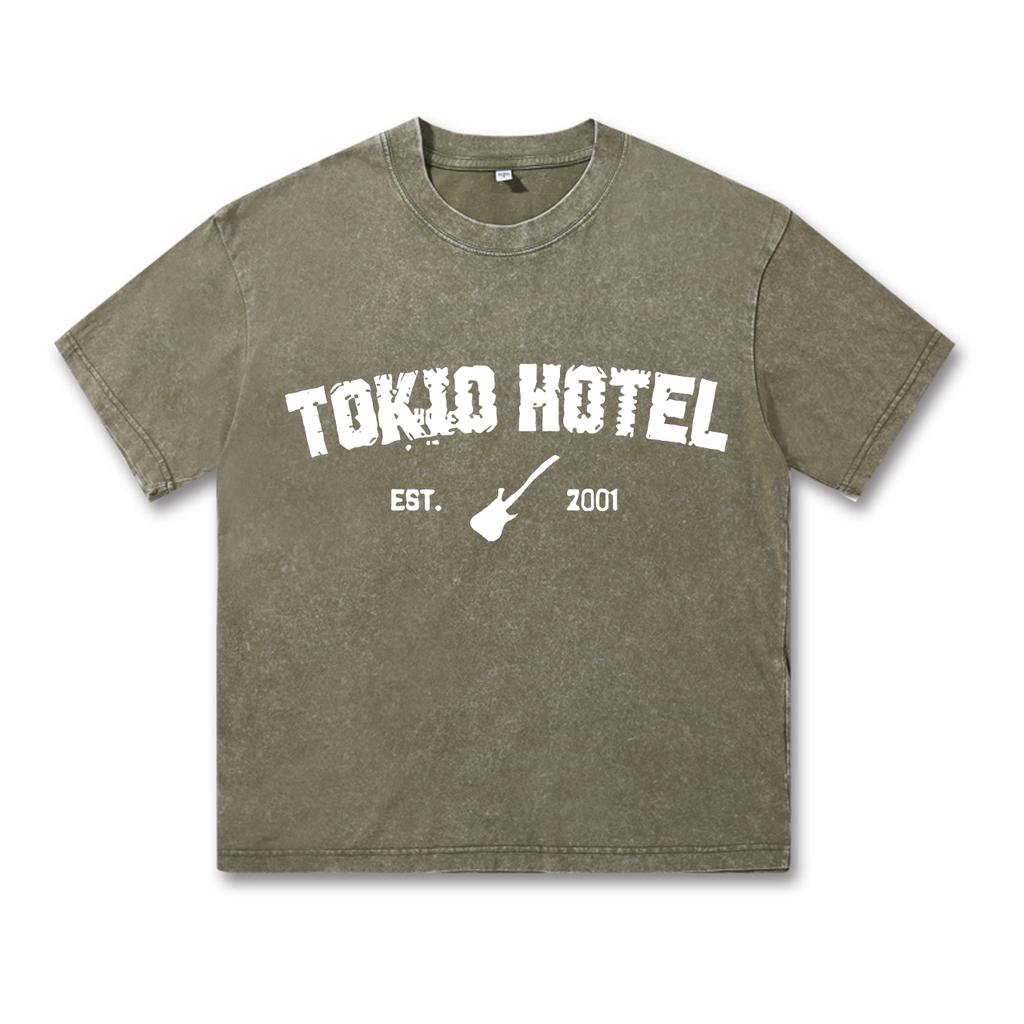 Ретро-стираемая винтажная футболка Rock Band Tokio Hotel Футболка Kaulitz Мужская модная повседневная толстовка-пуловер Мужская женская футболка