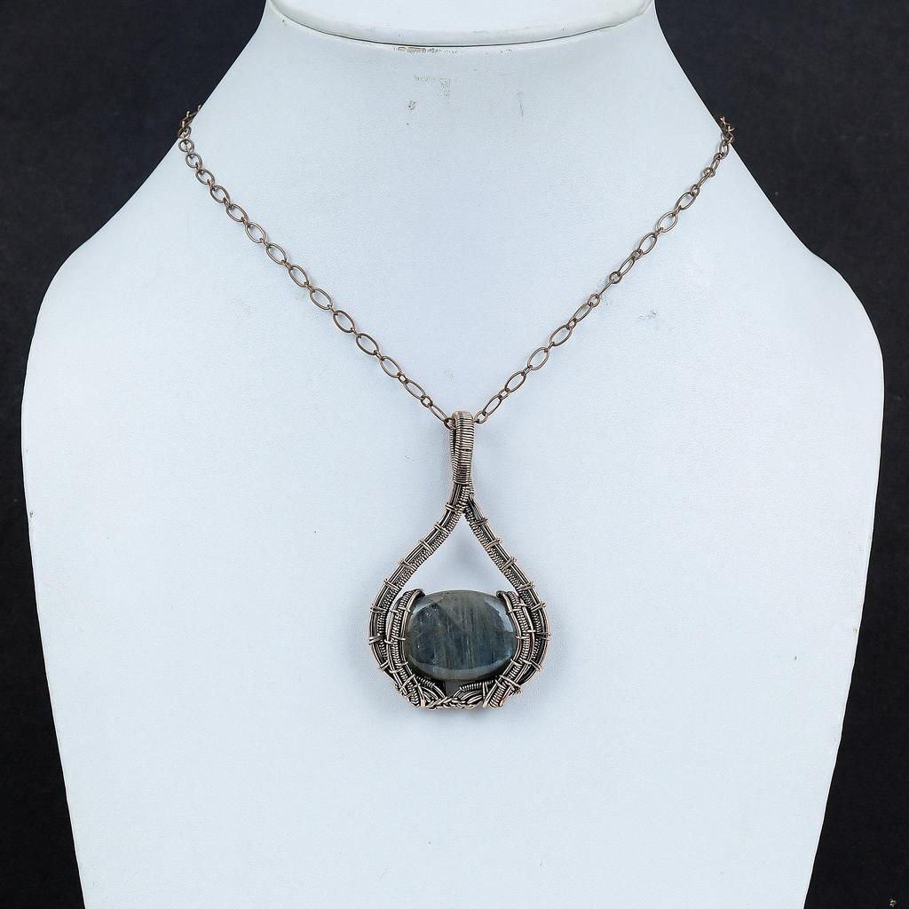 Labradorite Pendant Copper Wire Wrapped Gemstone Jewelry Handmade Copper Pendant Unique Design Jewelry Wire Wrapped Pendant Gifts For Mother