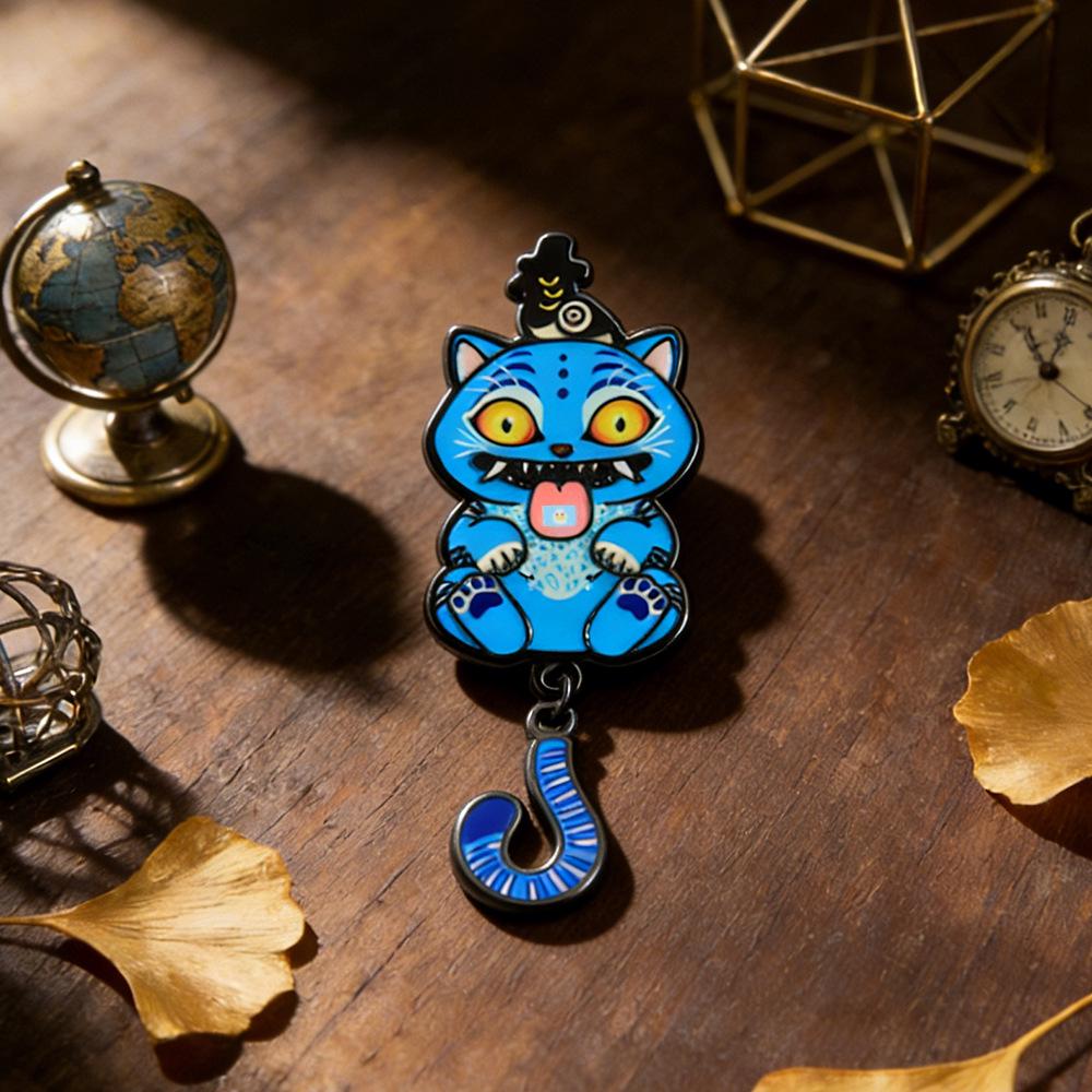 K-POP Blue Tiger Enamel Pin & Cat Tail Brooch Badge