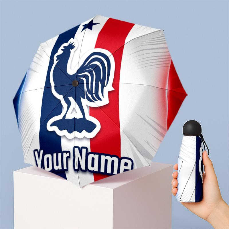 France national football team Manual Five Fold 8 Rib Umbrella Support Custom Text, Lightweight Travel Umbrella