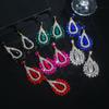 European and American Fashion Glass Rhinestone Earrings for Women, Personality Exaggerated Crystal Water Drop Stud Earrings