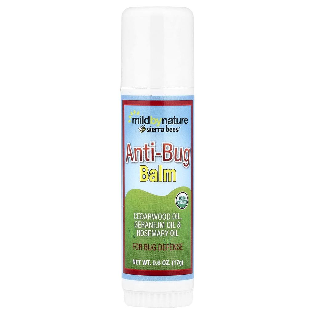 Mild By Nature Anti-Bug Balm Stick, Cedarwood, Geranium, and Rosemary Oils, 17g (0.6oz)