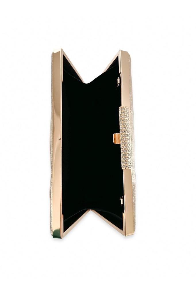 Women's Stylish and Useful Evening Dress Bag Gold Gold Dore Color Stone Case Evening Dress Bag Evening Bag Wedding Engagement Bag Clutch Bag