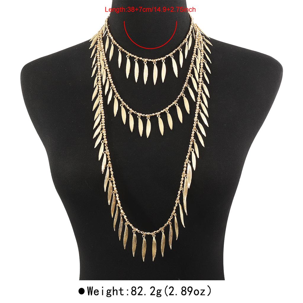 Личность Темперамент Тренд Холодный Ветер Бисерное Ожерелье Сплав Перо Лист Подвеска Изделия