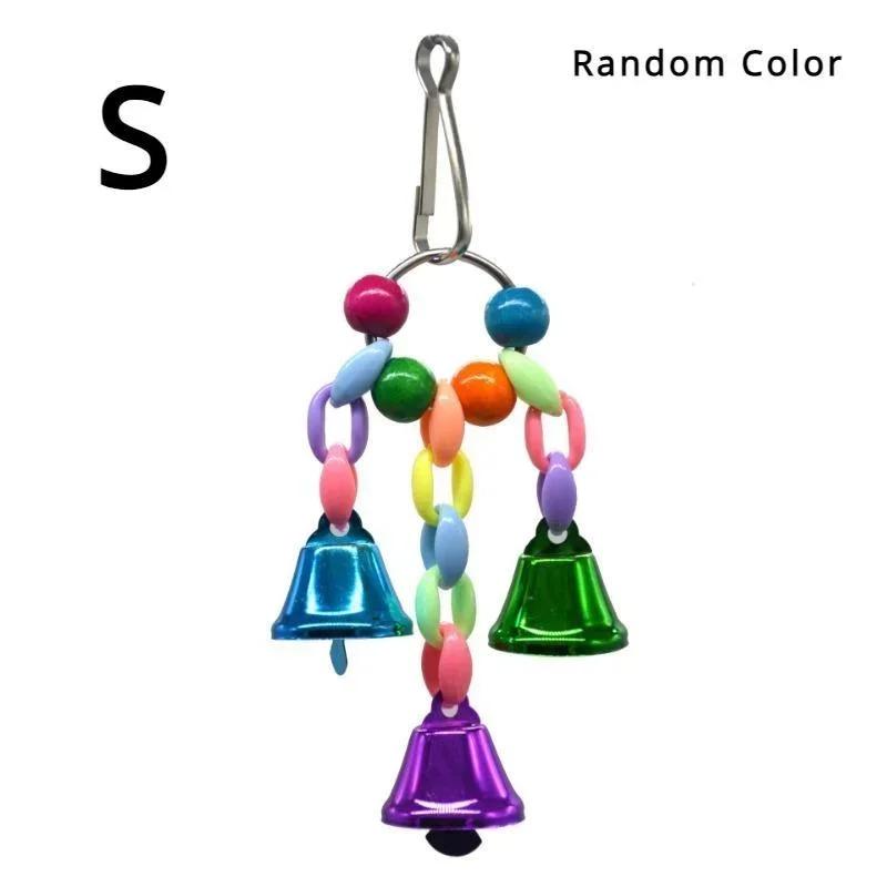 Bird Bells Toy Hanging Cage Bell with Sweet Sound Colorful Wood Beads Bells for Lovebirds African Greys Cockatoo Parakeet Toy