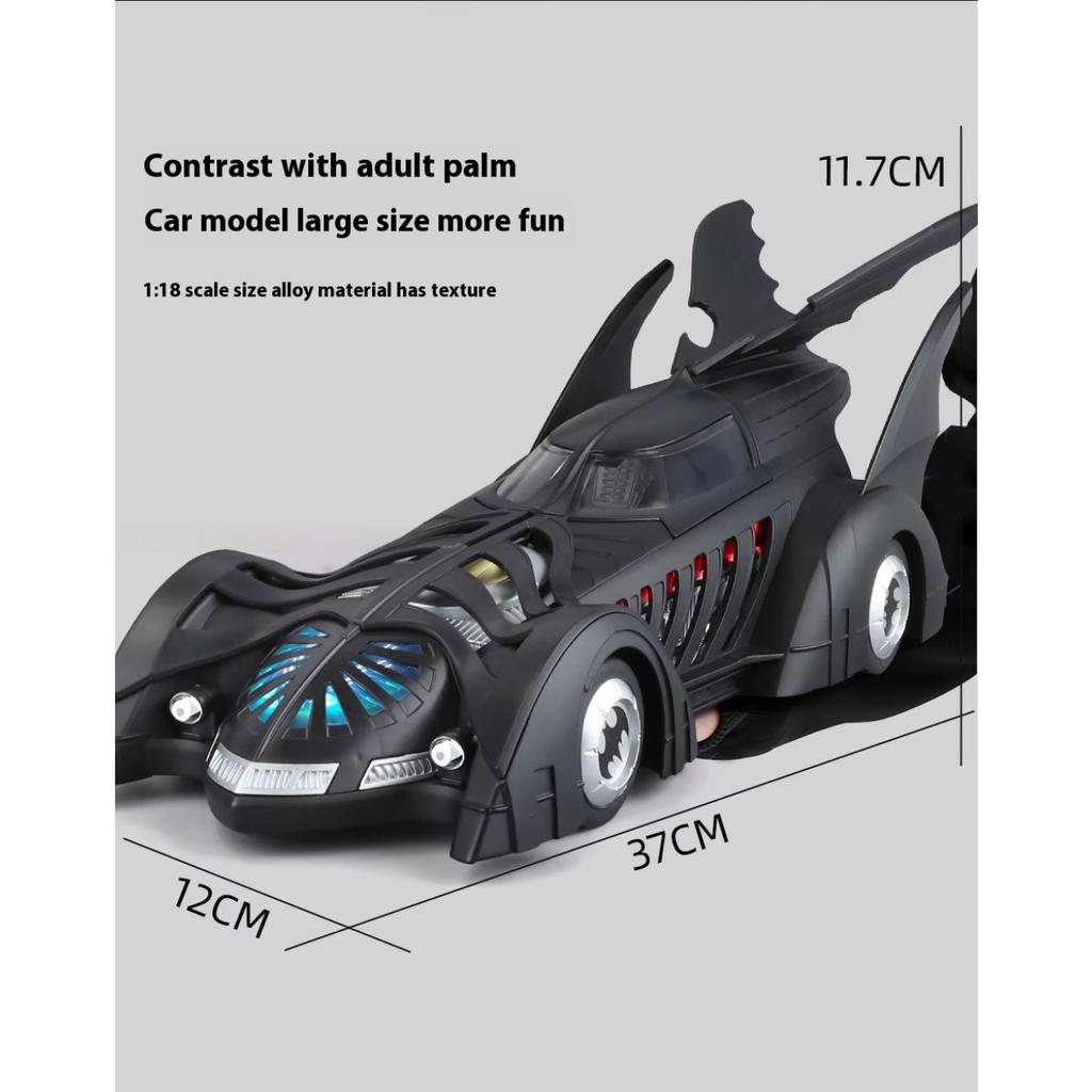 1/18 Scale Classic Movie Car Second Chariots Batmobile Alloy Concept Bat Sports Car Metal Metal Racing Car Model Sound Light Kids Toys