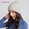 SOMALER Зимняя вязаная шерстяная шапка с напуском, бесшовные стильные легкие шапки с черепом, осенне-осенние женские вязаные шапки, 3 стиля носки