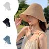 Korean Style Fashion Fisherman Hat Thin Shawl Sun Hat Korean Style Straw Woven Breathable Foldable Hollow Beach Fisherman Hat