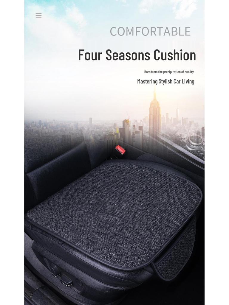 All-Season Linen Car Seat Cushion Set: Three-Piece Universal Fit for Driver/Passenger and Rear Seats