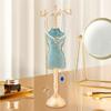Elegant Jewelry Stand For Women Blue Mannequin Princess Dress Necklace Earring Stand Holder With Gold Accents