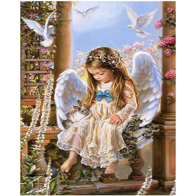 Мультфильм DIY 5D алмазная живопись вышивка крестиком полный круглый дрель Ангел Алмазная вышивка Стразы мозаика ручной работы домашний декор