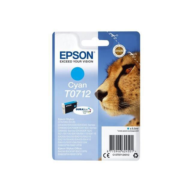 Epson T0712 Cyan Ink Cartridge - Cheetah (C13T07124012)