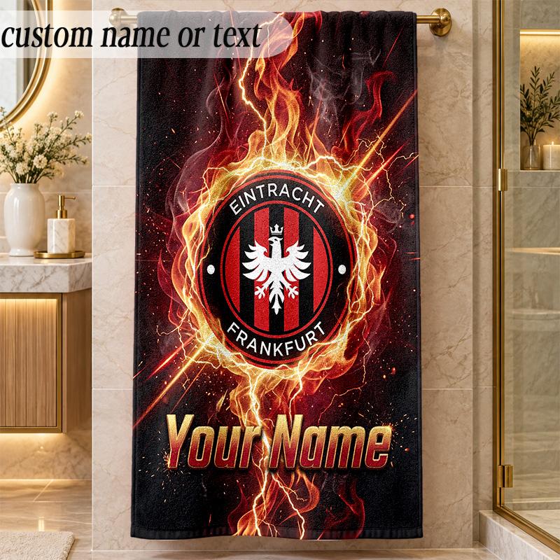 Beach TowelEintracht Frankfurt Custom Name Text Personalized Soft Towel for Beach Pool Indoor Home Decor Gift
