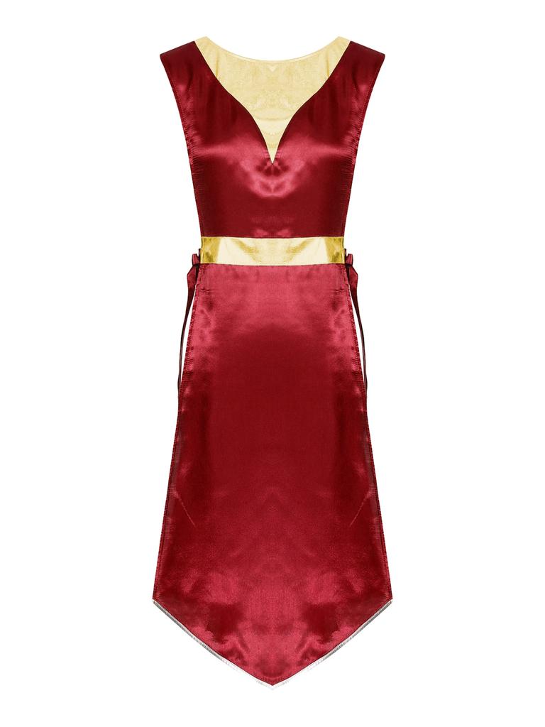 Женское церковное одеяние для хорового выступления, туника, металлизированная пэчворк, шнуровка по бокам, разрезы, атласное платье, танцевальная одежда