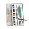 Crystal Dip Pen Feather Set Manual Gradient Color Writing Ink Pen Student Stationery Quill 17ml