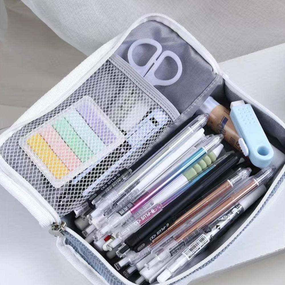 Large Capacity Korean Style Pencil Case Desktop Storage Pencil Pouch School Office