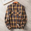 Мужская плотная рубашка в клетку цвета хаки в стиле ретро рабочей одежды, 300 г, утолщенная с двойными карманами, длинными рукавами, модная и стильная.