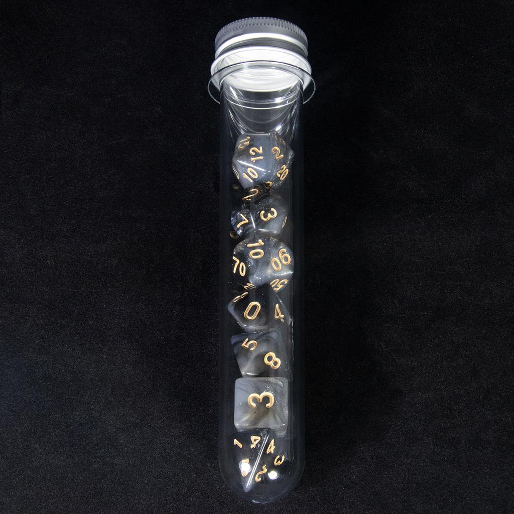 Cosmic Dice 7pcs DND Polyhedral Dice with Tube for Board Games /Teaching Math Party Accessories Multi Sided Dices Set