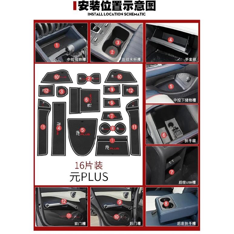 Car Door Groove Mat Cup Mat for BYD Yuan PLUS Center Console Storage Box Mats Auto Gate Slot Cup Holder Pad