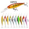 10PCS 11cm/9.5g Three Anchor Hook Simulated Fish Bait Sequin Hard Bait