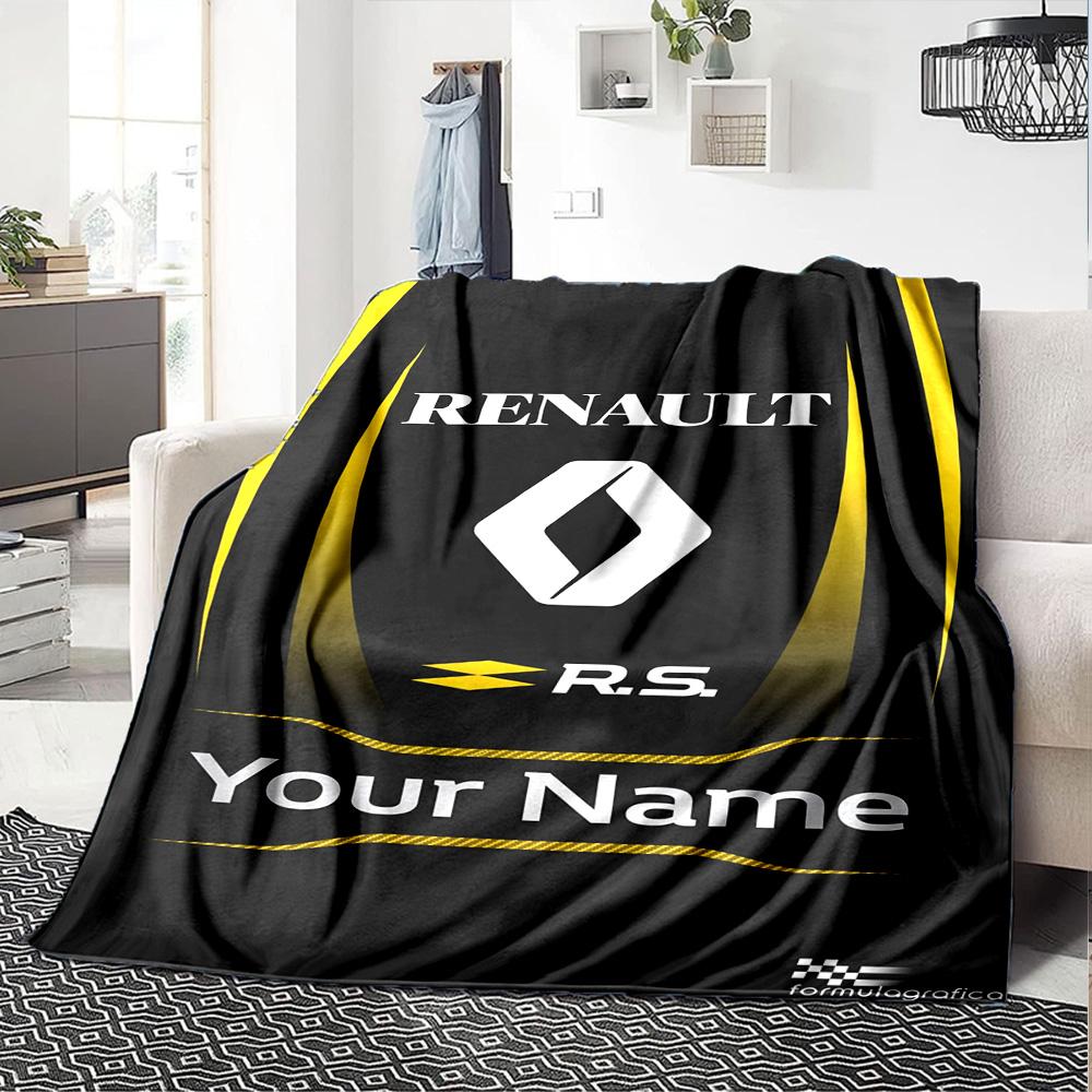 Renault Персонализированное одеяло с вашим именем Многоцелевое персонализированное одеяло Ультрамягкий плед Для декора дома Гостиная Диван Офис Всесезонный Универсальный