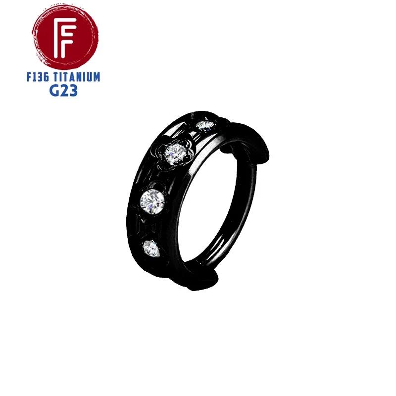 Серьги-кликеры для пирсинга уха G23 Титан Daith Хрящ 16G Хеликс Нос Септум Ухо Раковина Шарнирный Clicker Украшения для тела Кольцо для уха Циркон