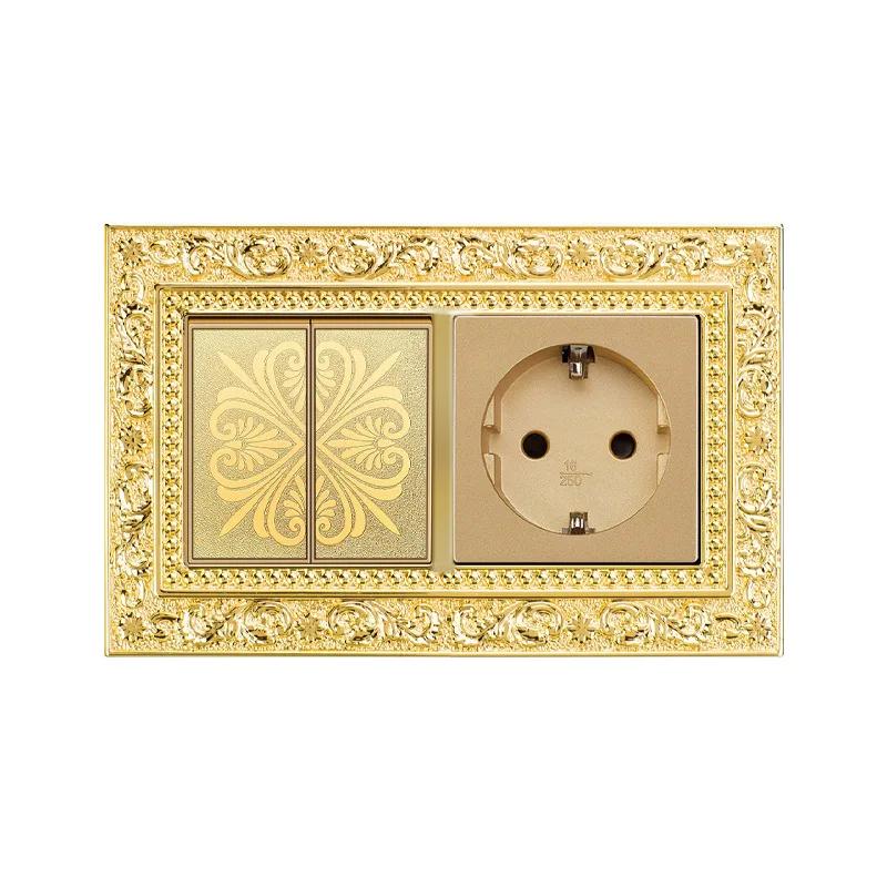 Роскошный винтажный кнопочный переключатель 1/2/3/Gang 2Way, стандартная медная настенная розетка ЕС-Франции, универсальный выключатель света для дома, розетка