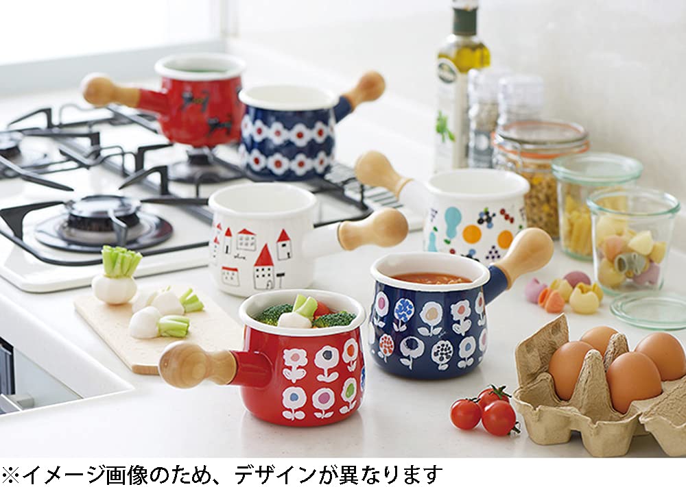 Tamahashi Mini Enamel Milk Pan, 550ml, Gas Stove Only, Made in Japan, Prune White, Mimi Koko Momo TYJ-728