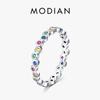 925 Sterling Silver Fashion Rainbow Colorful Zirconia Finger Ring For Women Luxury Sparkling CZ Fine Jewelry Gift
