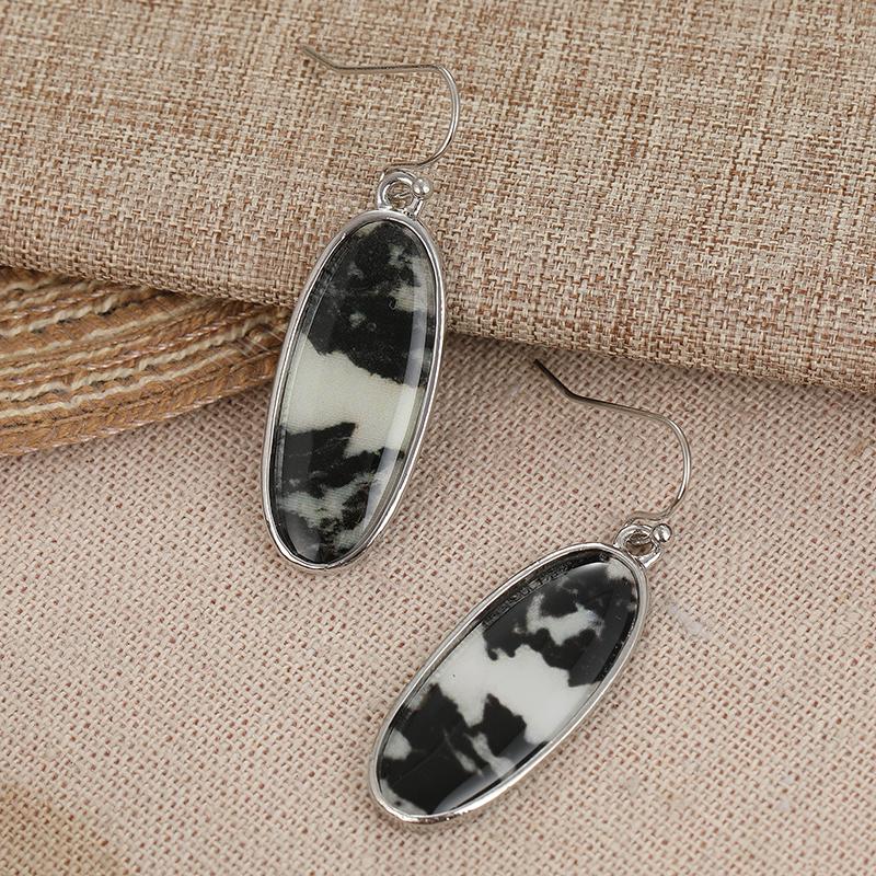 Винтажные овальные черно-белые серьги-подвески на крючке в стиле бохо для женщин
