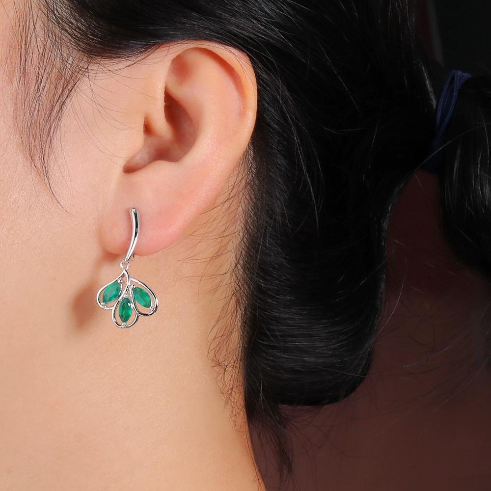 Романтичный дизайн в форме листа, натуральный зеленый агат, кольцо, серьги, комплект ювелирных изделий из серебра 925 пробы, изящные ювелирные украшения для женщин и девушек