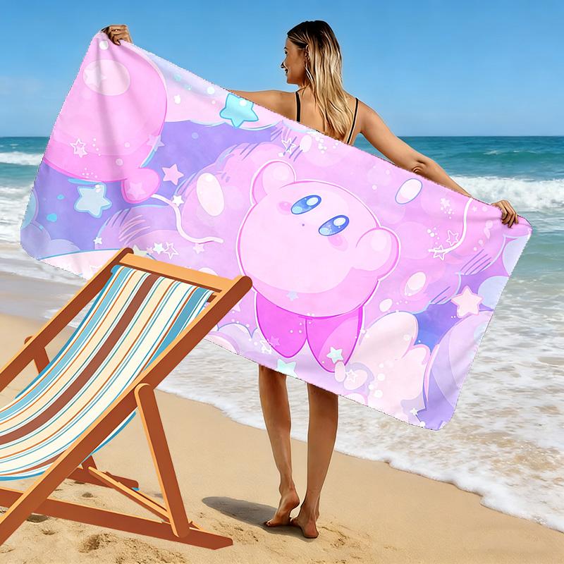 Kirby2 Print Beach Towel, Large Soft Quick Dry Towel for Beach Camping Swimming