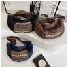 Stylish Tribal Canvas High Capacity Leisure Bag 2024 New Korean Winter Striped Fanny Pack Shoulder Crossbody Bag Coffee