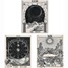 Гобелен с флагом Таро - Солнце, Луна и Звезда - Напечатанные вручную гобелены из богемского хлопка, набор из 3 штук (Ч/б, 11,8 x 15,7 дюймов)