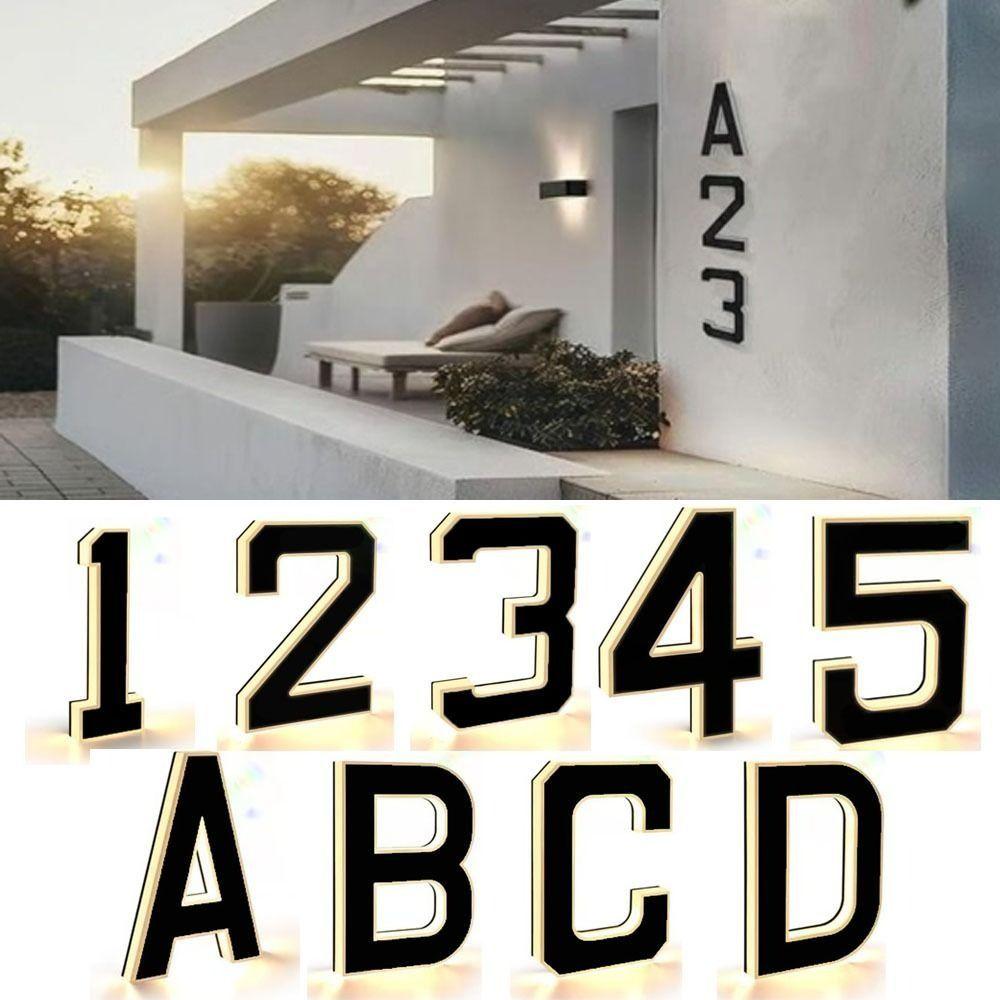 0-9 A-B Illuminated House Number Sign 12V Power Home Wall Decor Decor LED Address Sign Home Wall