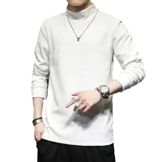 Осень-зима Мужской топ с высоким воротником, однотонный, длинный рукав, толстый, теплый, эластичный, мягкий, свитер, повседневная толстовка, весенняя одежда