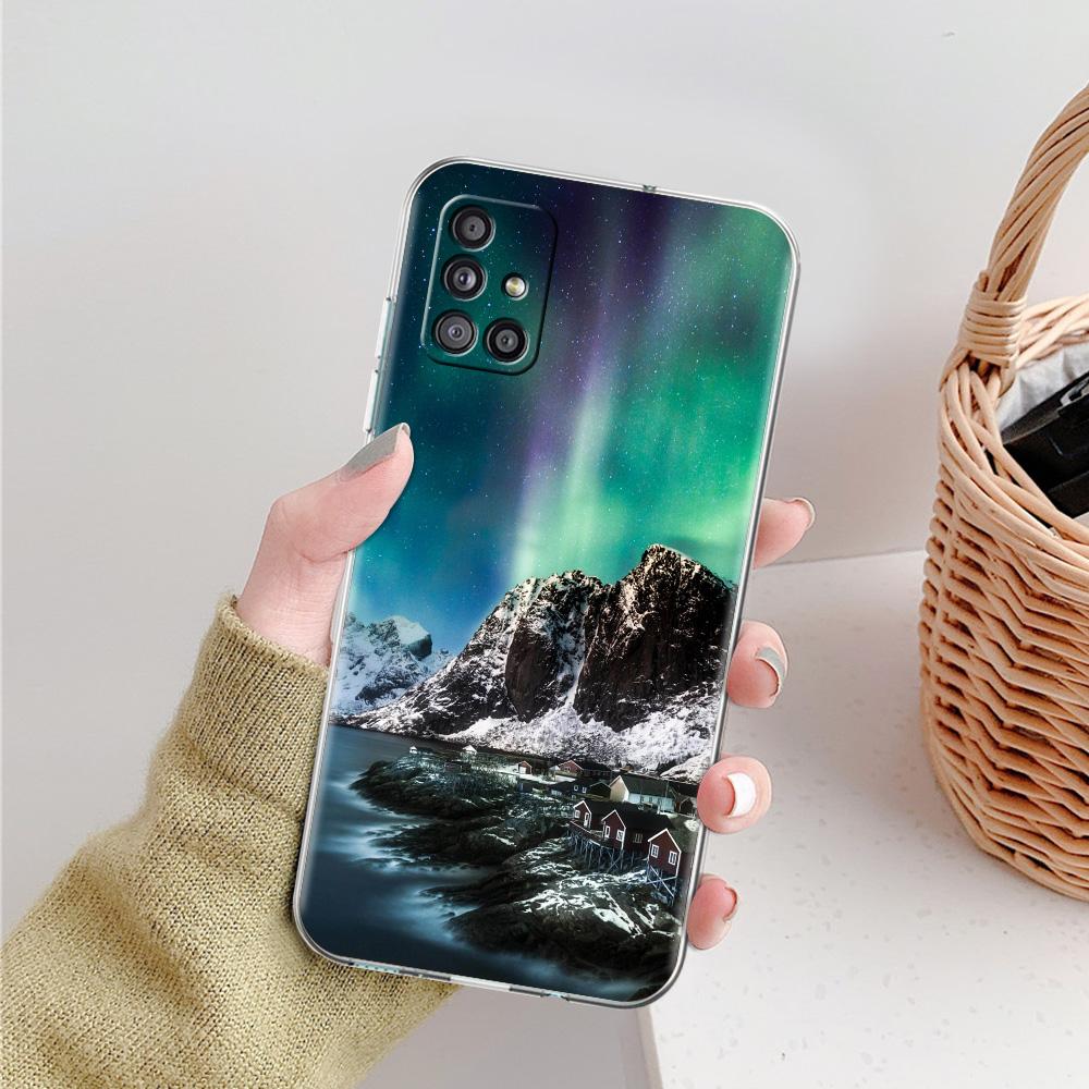 Чехол для телефона Aurora Borealis для Samsung Galaxy A51 A71 A21S A12 A11 A31 A41 A52 A32 5G A72 A01 A02S, мягкий силиконовый прозрачный чехол