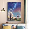 Плакат к фильму манга Аниме Фильм Холст Принты Твое имя / Kimi No Na Wa Постеры и Принты Мультфильм Любовь Настенное Искусство Картина Декор