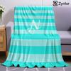 Turquoise Stripe Custom Initial N Lightweight Microfiber Soft Christmas Fleece Blanket Warm Cozy Throw for Bed Sofa All Season