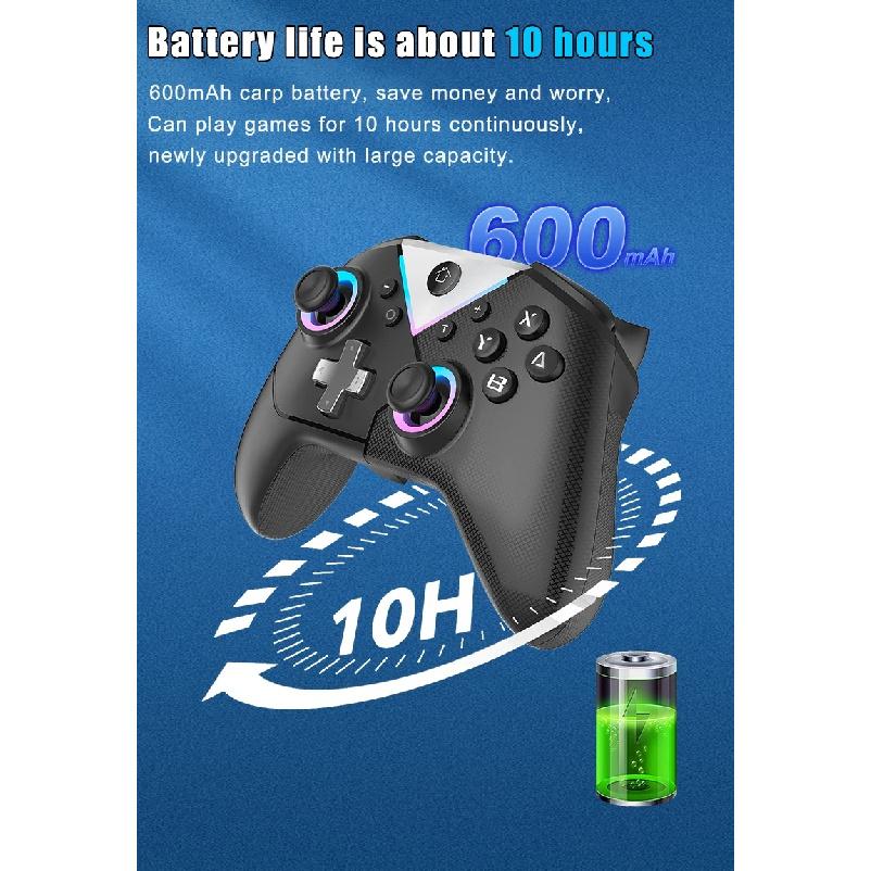 617 Wireless Pc Gaming Controller, With Rgb Led Light Compatible For Nintendo Switch/Mobile Phone/Android Gamepad Joystick