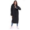 Женский мужской плащ с капюшоном Eva Черный плащ с застежками-кнопками