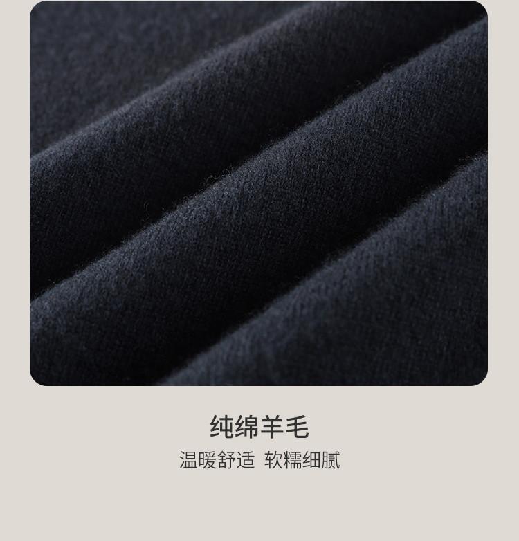 100% Sheepskin Thick Half High Collar Woolen Sweater for Men's Winter Fashion Color Contrast Base Sweater