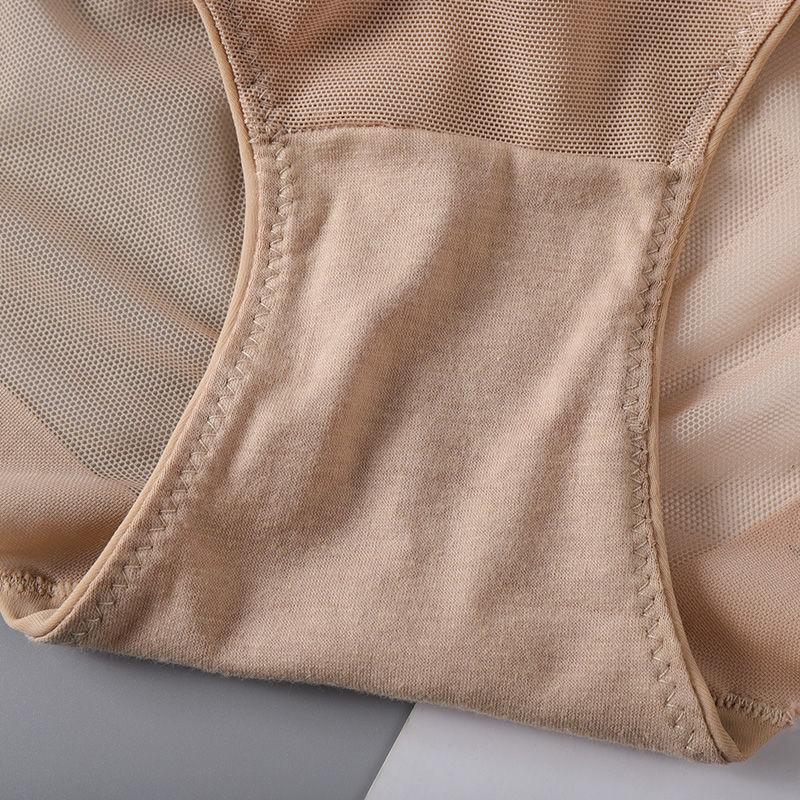 Breathable Mesh Mid-Waist No Trace Abdominal Slimming Pants Small Tummy Slimming Thin Ice Silk Body Shaping Panties