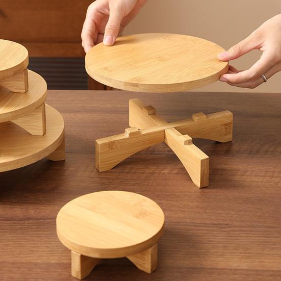 Подставка для растений из бамбука, держатель для цветочного горшка, круглый табурет для использования в помещении, подставка для горшков, кексов, керамики