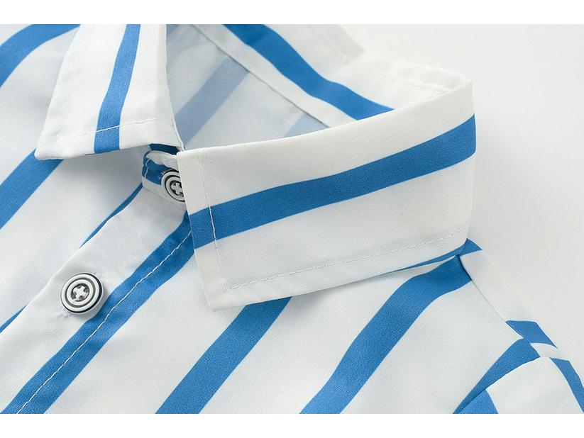 Полосатая рубашка с коротким рукавом и комбинезон для мальчиков - европейский и американский стиль